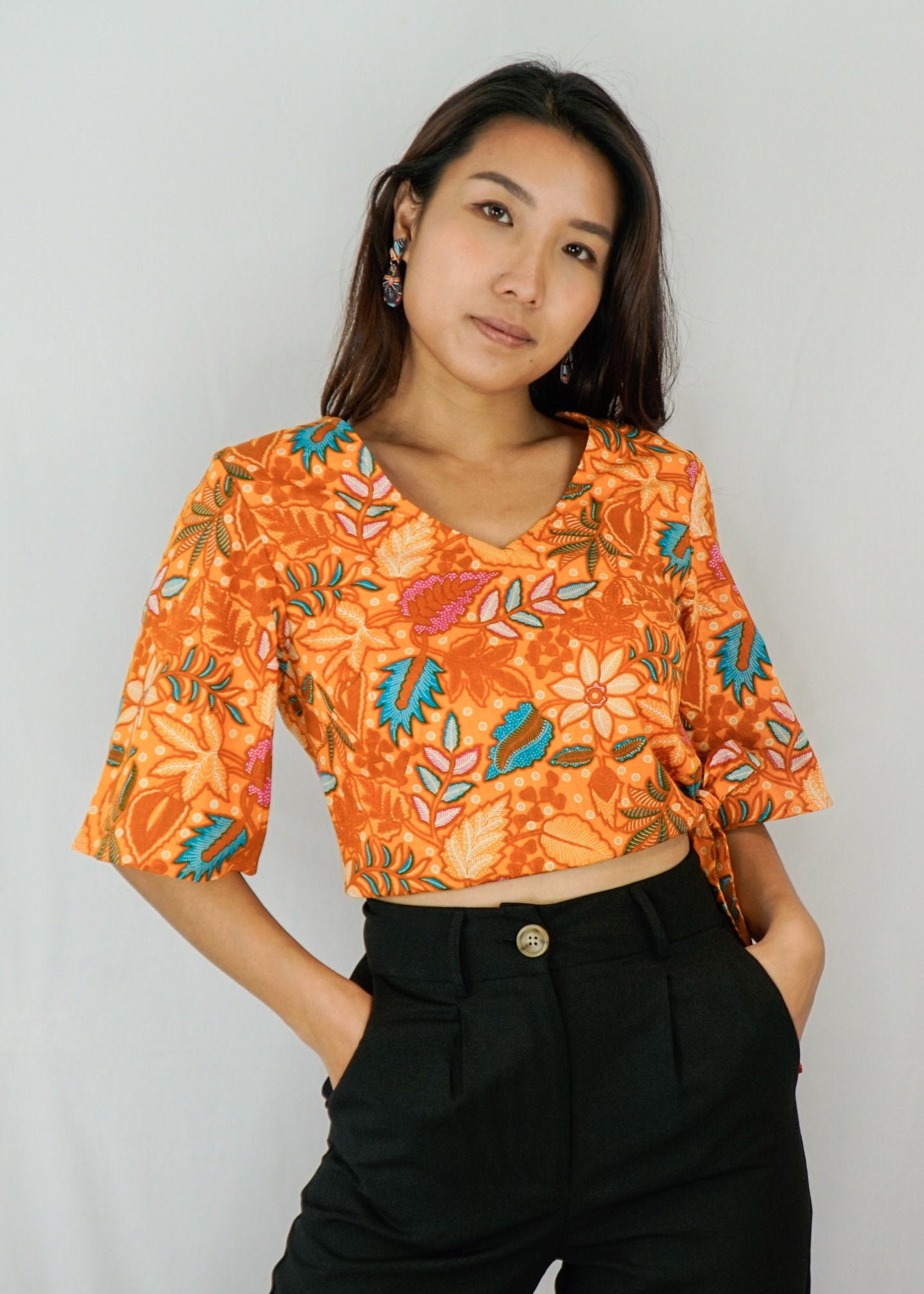 Tracy Flare Sleeves Top in Ferny Fantasy
