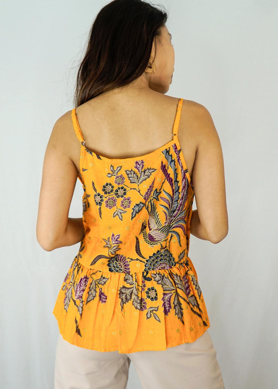 Anika Ruffle Spaghetti Top in Gemi Yellow
