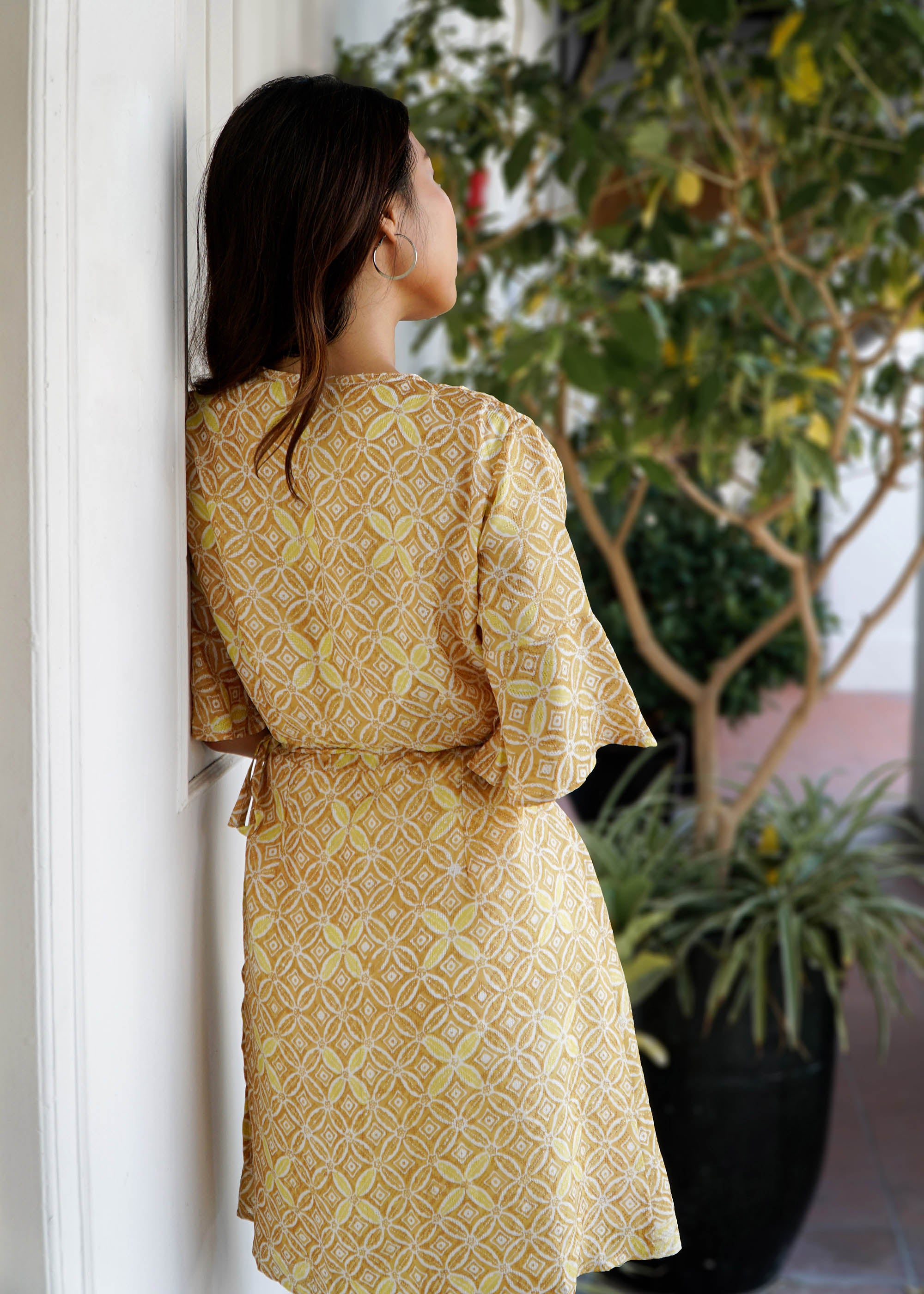 Magnolia Batik Wrap Dress in Golden Glamour