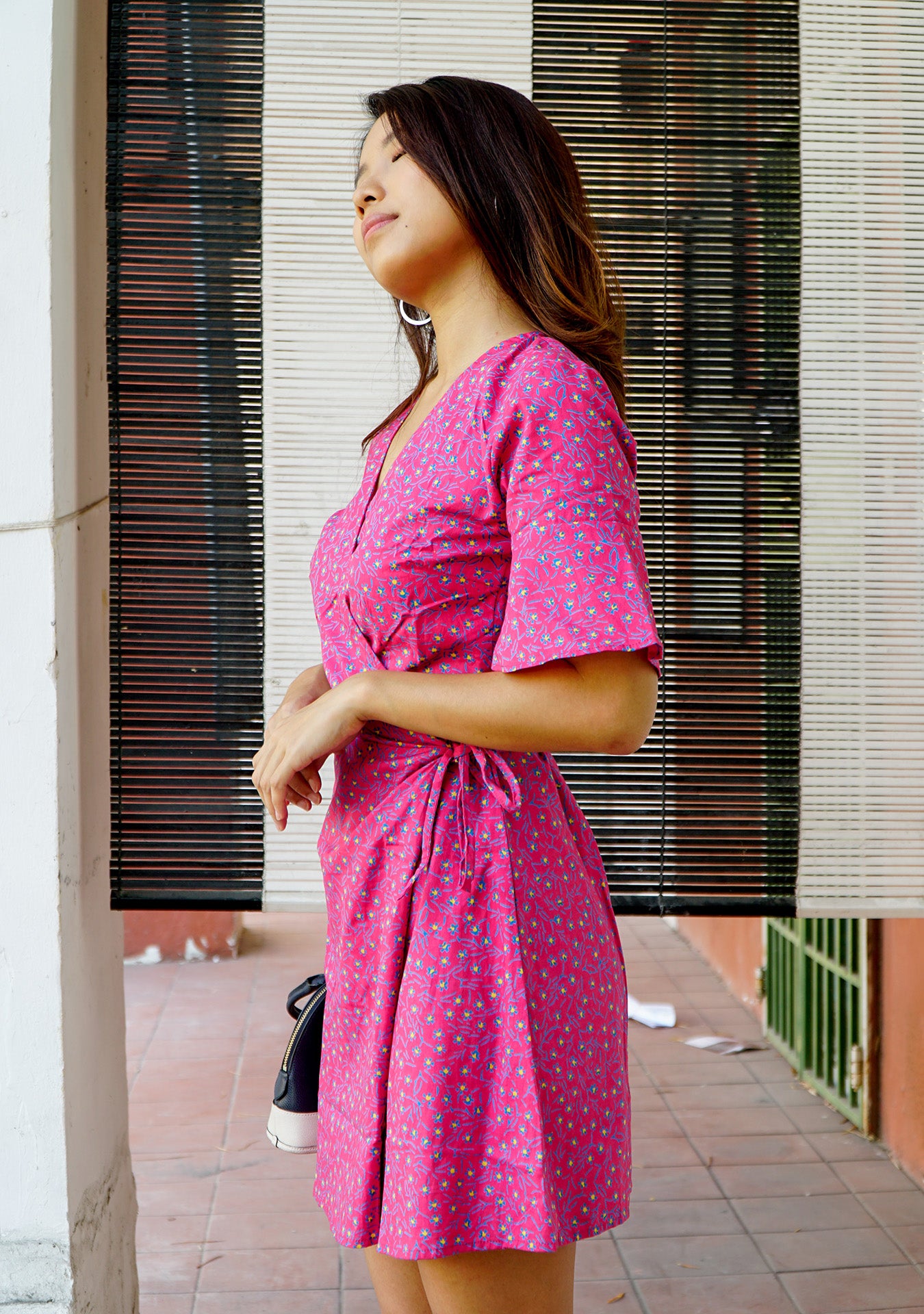 Magnolia Batik Wrap Dress in Pink Passion